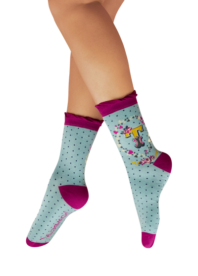 Powder Socks Letter T