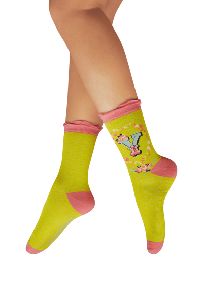 Powder Socks Letter Y