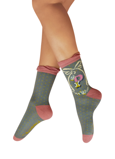 Powder Socks Letter P