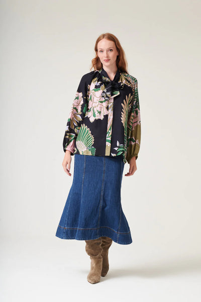 Crane Emerald Pussy Bow Blouse M/L