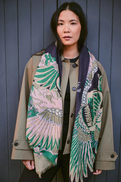 Crane Emerald Wool Scarf