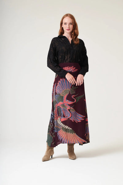 Crane Plum A-line Maxi Skirt S/M