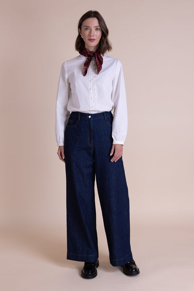 Cotton Denim Wide Leg Jean Indigo