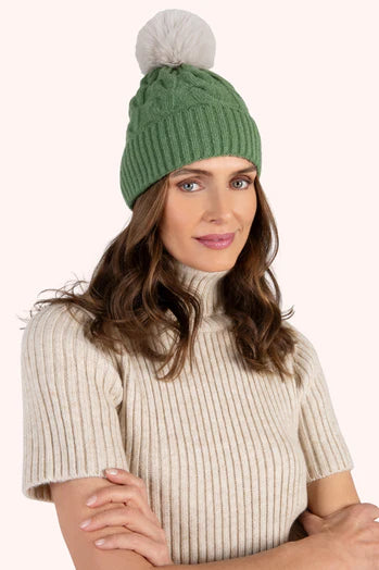 Elise Bobble Hat Sage/Cream