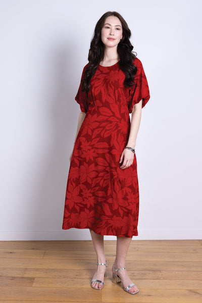 Puff Sleeve Dress Burgundy