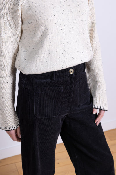 Cotton Chunky Cord Cropped Trouser Black
