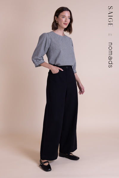 Cotton Drill Wide Leg Jean Black