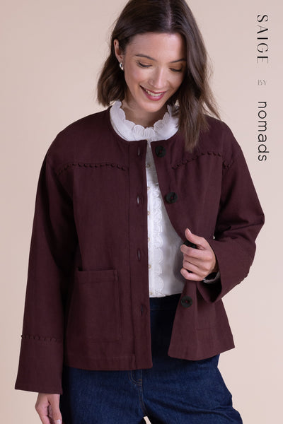 Cotton Drill Jacket Burgundy
