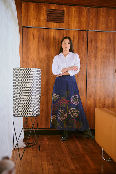 Parsley Seed Navy A-line Maxi Skirt S/M