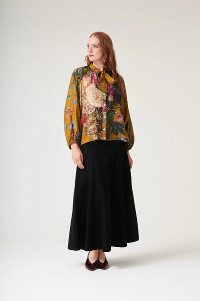 Primula Gold Pussy Bow Blouse S/M