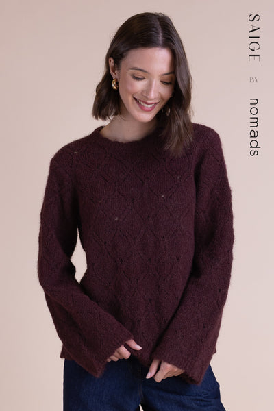 Recycled Lace Knit Jumper Burgundy