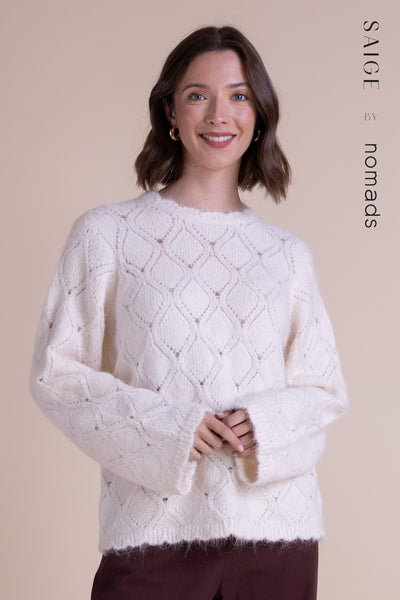 Recycled Lace Knit Jumper Ecru