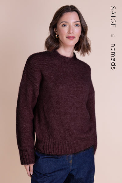 Recycled Crew Neck Jumper Burgundy