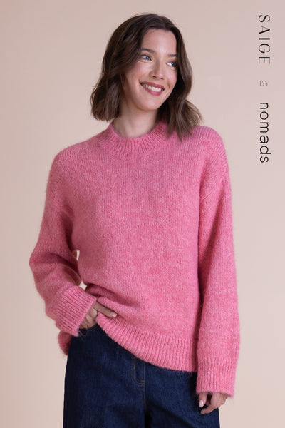 Recycled Crew Neck Jumper Pink