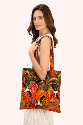 Marbled Swallows Velvet Tote Bag
