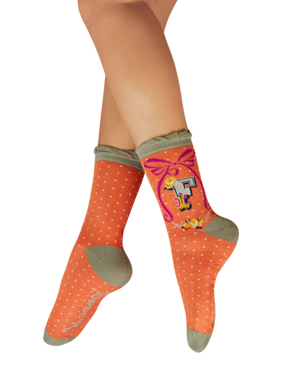Powder Socks Letter F