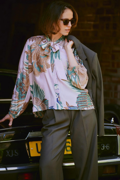 Crane Plaster Pink Pussy Bow Blouse