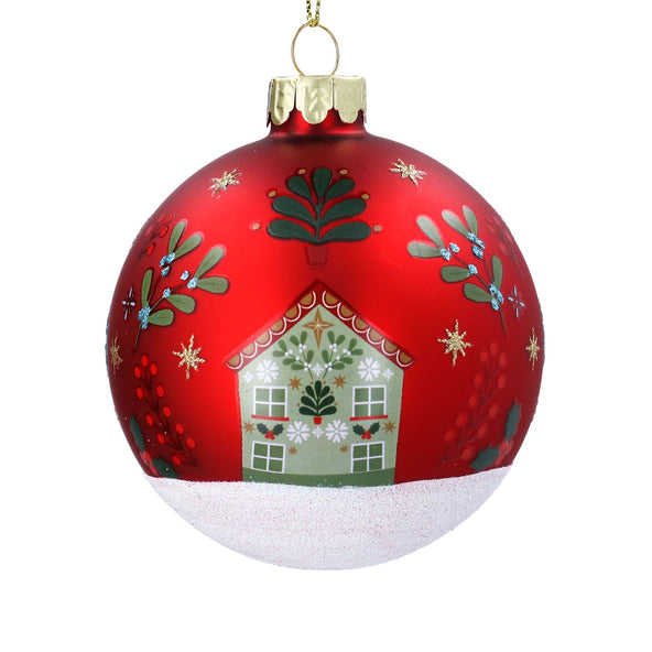 Glass Bauble 8cm - Red Alpine House