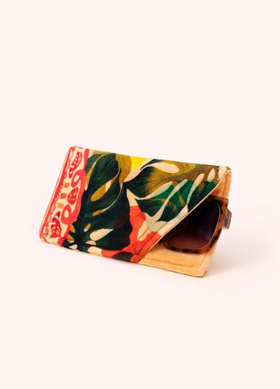 Velvet Sunglasses Pouch -  Exotic Leaves