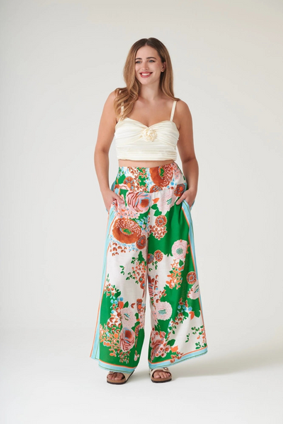 Kitsch Bouquet Green Palazzo Pants
