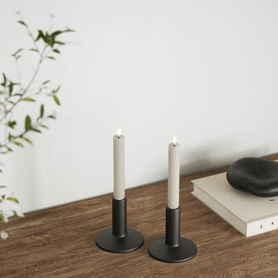 LED Dinner candle 2 pcs, Ø 2 x 15 cm Sand
