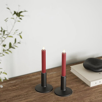 LED Dinner candle 2 pcs, Ø 2 x 15 cm Bordeaux