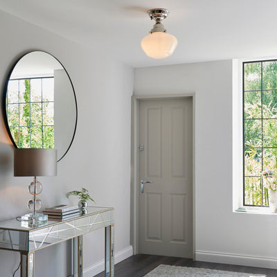 Camrose Ceiling Light Nickel with Opal Glass