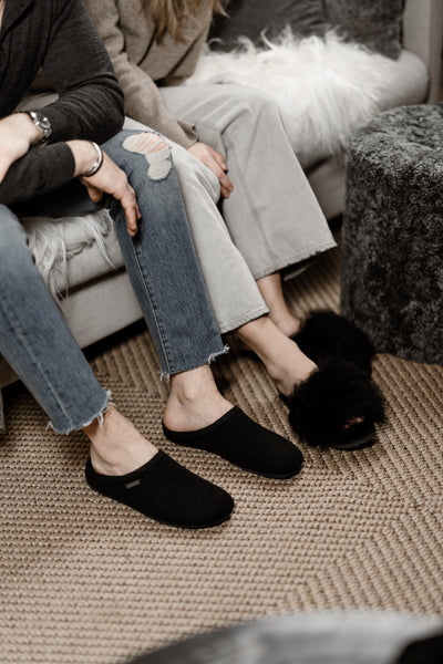 Jon Wool Slipper Black