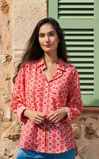 Dieppe Cotton Shirt Printed Pattern Red