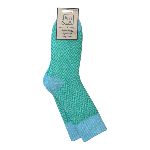 Green Herringbone Cosy Socks