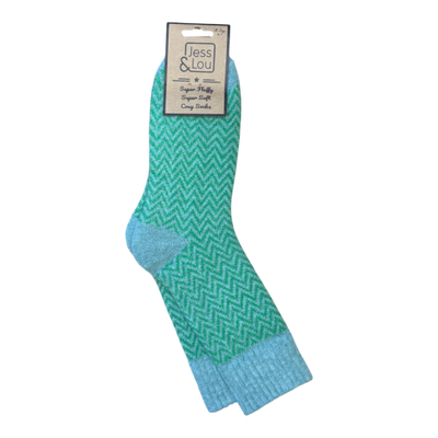 Green Herringbone Cosy Socks