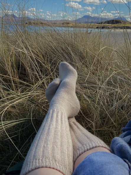Rib Cushion Alpaca Socks Biscuit Large
