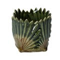 Green Ceramic Fan Leaf Planter Small