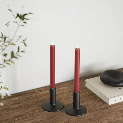 LED Dinner candle 2 pcs, Ø 2 x 24 cm Bordeaux