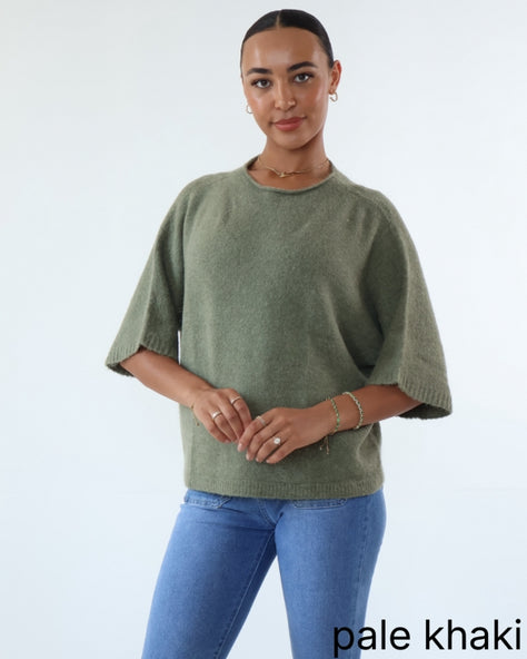 Baby Alpaca Drop Shoulder Jumper Pale Khaki
