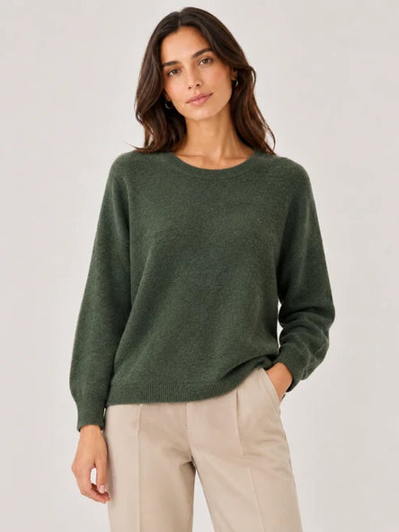 BABY ALPACA SCOOP NECK JUMPER OLIVE