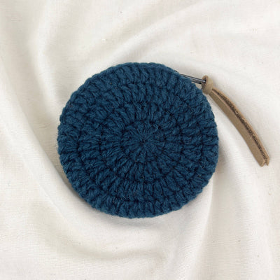 RICA Crochet Wool Circular Coin Purse: Ocean Blue