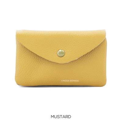 Large Leather Button Mustard