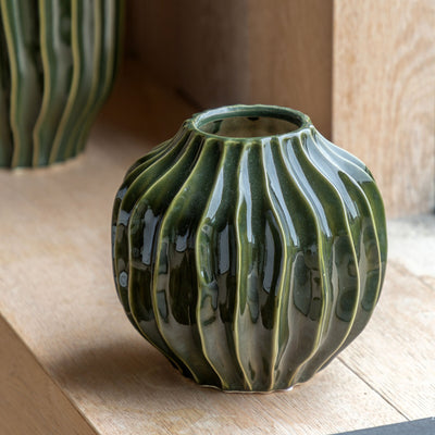 Organford Ribbed Vase Olive Small