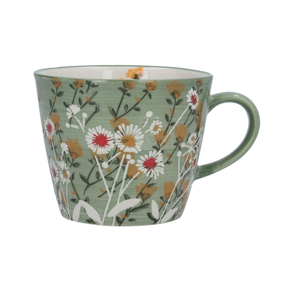 Green Wild Daisy Stoneware Mug