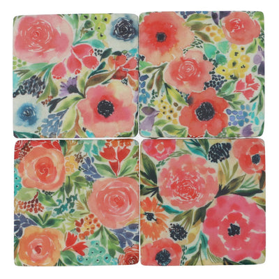Summer Blooms Set/4 Resin Coaster 10cm