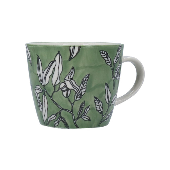 Green Leafy Stoneware Mug 12.5cm