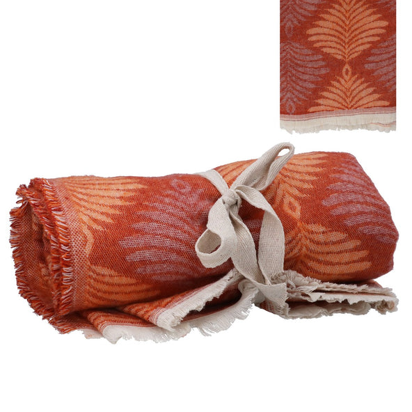 Russet Leaf Chain Cotton Throw 125cm