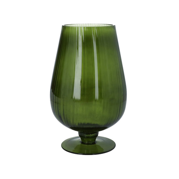 Glass Vase 24cm - Olive Green