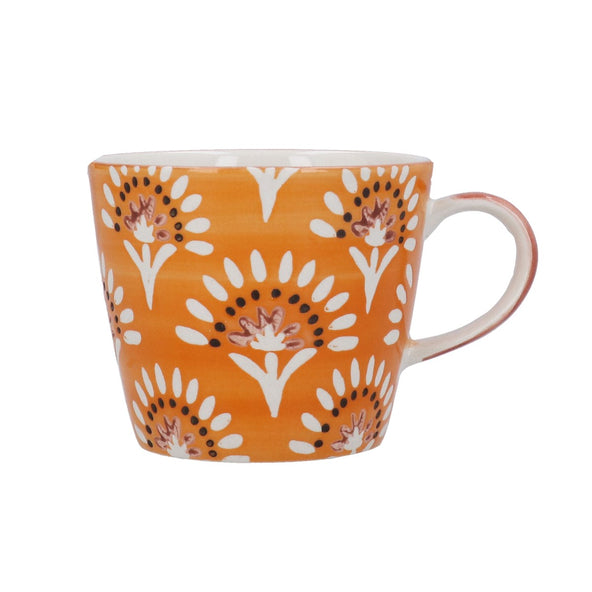 Orange Fan Flower Stoneware Mug 9cm