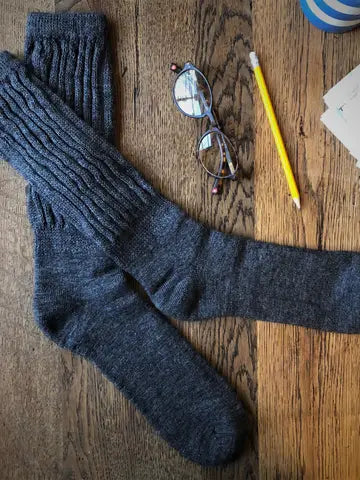 Rib Cushion Alpaca Socks Charcoal Large