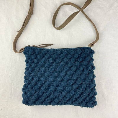 Crochet Bobble Cross Body Handbag: Ocean Blue