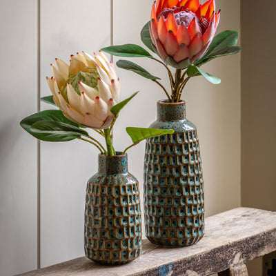 Renwick Reactive Glaze Vase Teal Set of 2