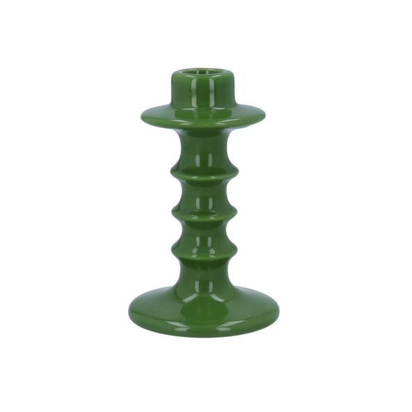 Green Hooped Ceramic Candlestick 14cm (Copy)
