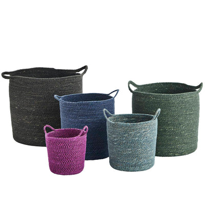 Seagrass Baskets with Handles Blue
